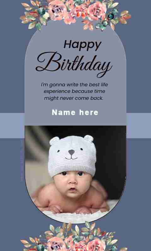 Baby boy birthday card maker online name with photo free