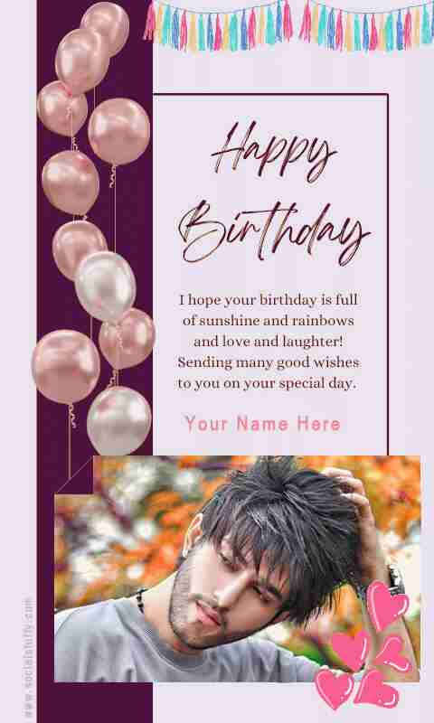Happy birthday card maker with quotes, photo and name with frame best idea