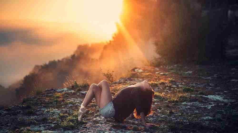 Girl pose nature sunset