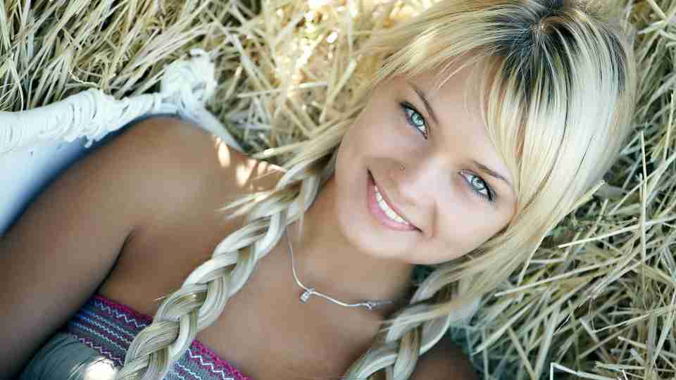 Girl smile beautiful eyes blonde hair