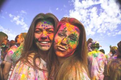 girls with colors on their face hd wallpaper