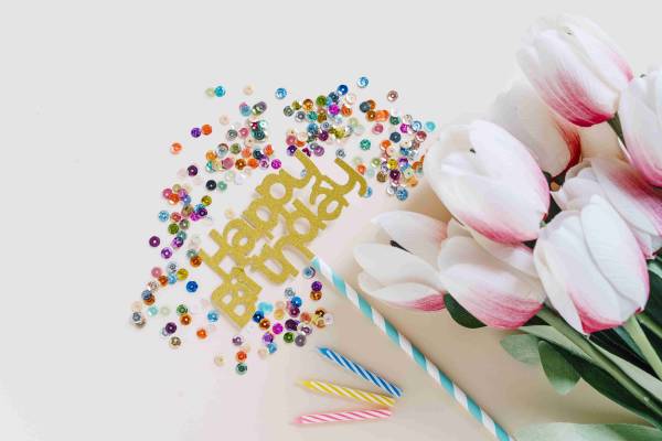 Happy birthday wishes with flowers
