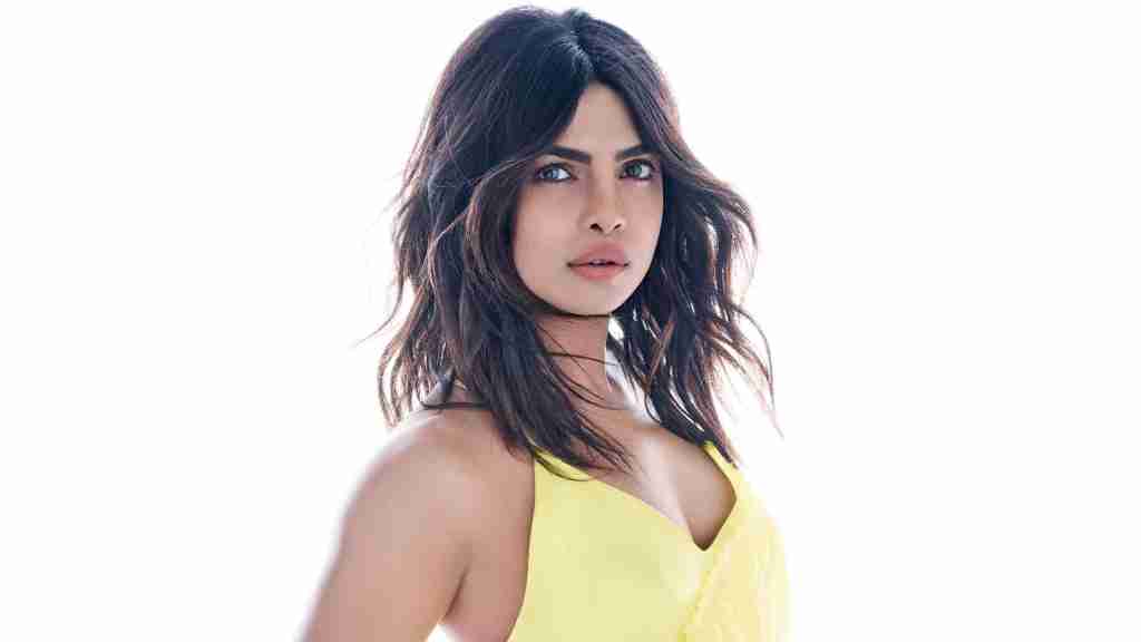 Priyanka chopra hot in yellow dress and white background