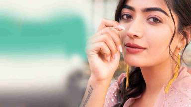 Rashmika mandanna tattoo irreplaceable face close up with beautiful earrings