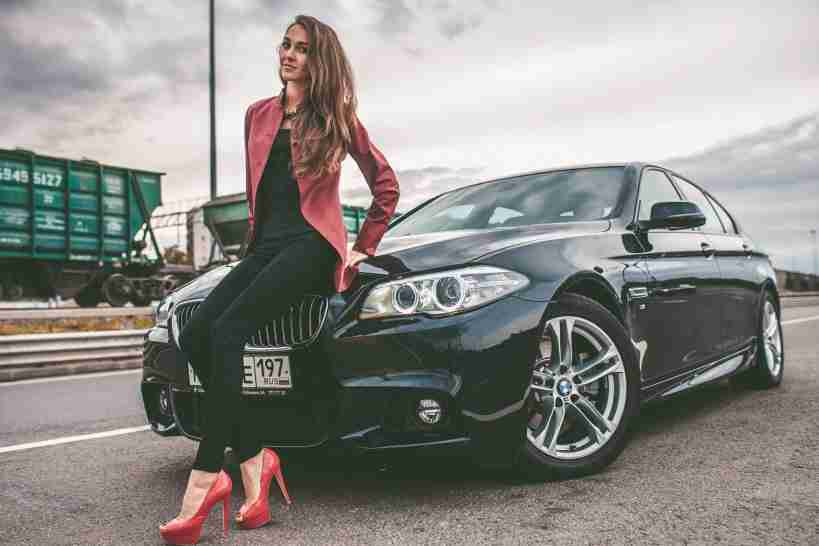 Russian hot girl model with BMW car